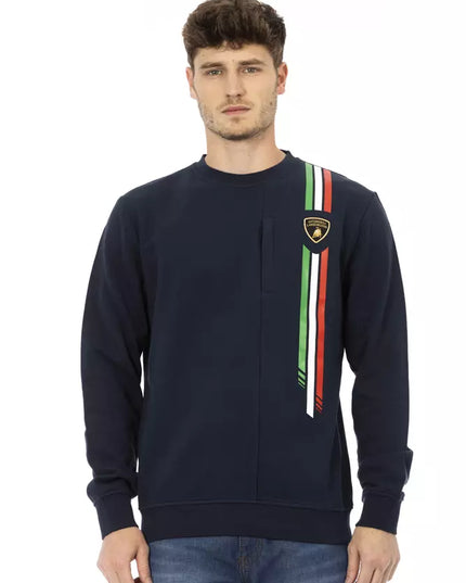 Automobili Lamborghini Blue Cotton Men's Sweater