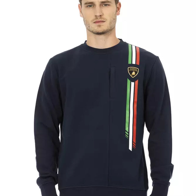 Automobili Lamborghini Blue Cotton Men's Sweater