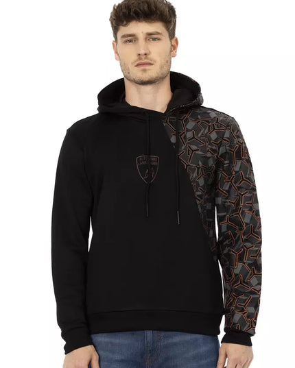 Automobili Lamborghini Black Cotton Men's Hooded Sweater