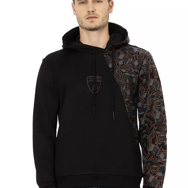 Automobili Lamborghini Black Cotton Men's Hooded Sweater
