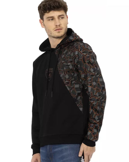 Automobili Lamborghini Black Cotton Men's Hooded Sweater