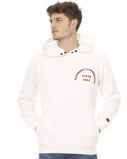 Automobili Lamborghini White Cotton Men's Sweater with Pockets