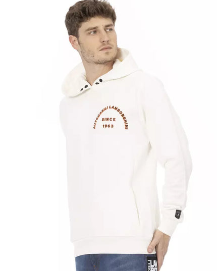 Automobili Lamborghini White Cotton Men's Sweater with Pockets