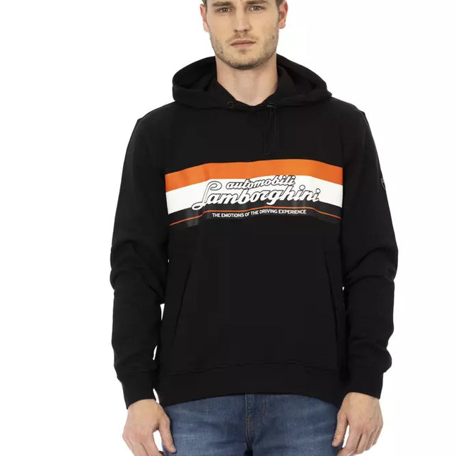 Automobili Lamborghini Black Cotton Men's Hooded Sweater