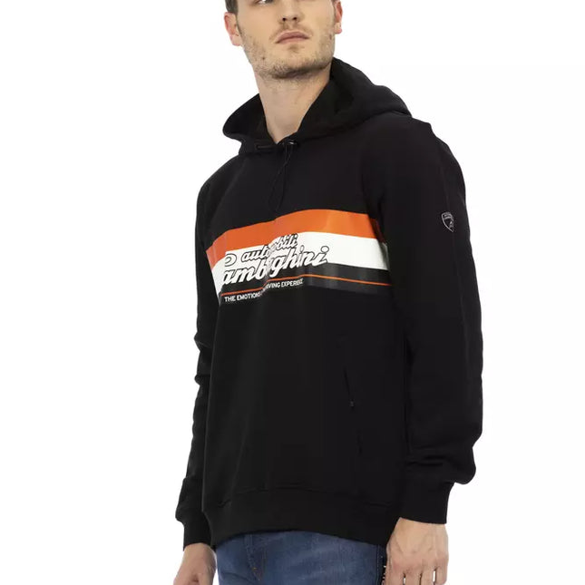 Automobili Lamborghini Black Cotton Men's Hooded Sweater
