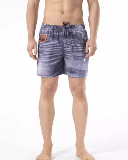 Just Cavalli Blue Polyester Men Swim Short