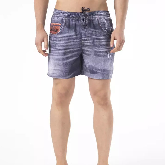 Just Cavalli Blue Polyester Men Swim Short