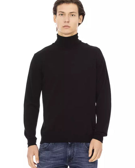 Baldinini Trend Black Fabric Men Sweater with Turtleneck Design
