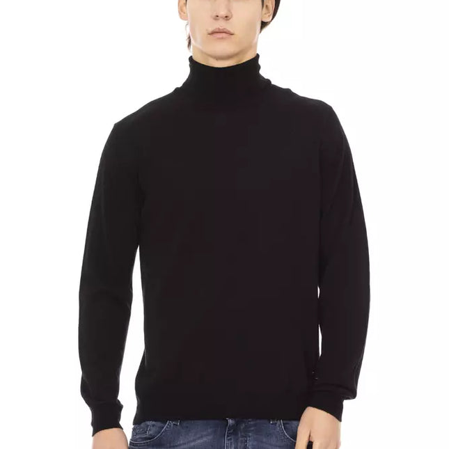 Baldinini Trend Black Fabric Men Sweater with Turtleneck Design