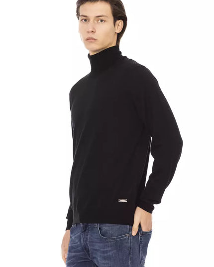 Baldinini Trend Black Fabric Men Sweater with Turtleneck Design