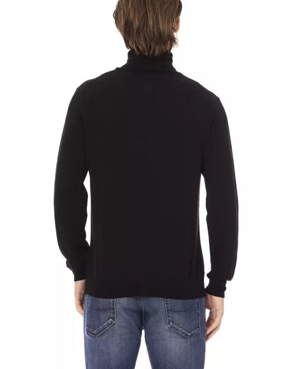 Baldinini Trend Black Fabric Men Sweater with Turtleneck Design