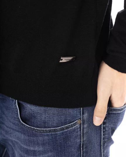 Baldinini Trend Black Fabric Men Sweater with Turtleneck Design