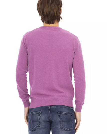 Baldinini Trend Purple Wool Men Sweater