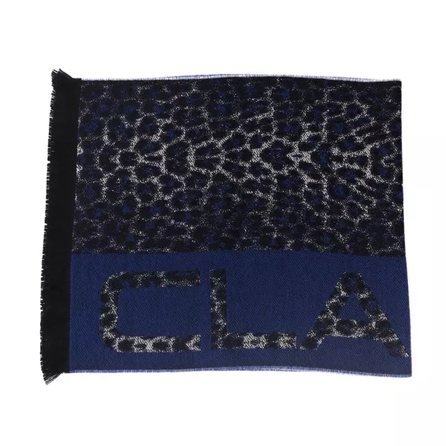 Cavalli Class Blue Wool Men Scarf
