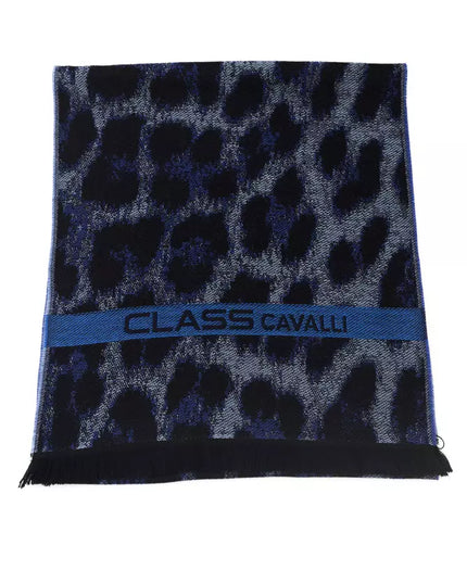Cavalli Class Blue Wool Men Scarf