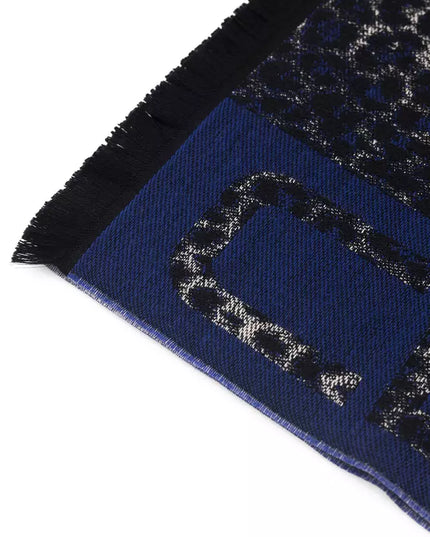 Cavalli Class Blue Wool Men Scarf