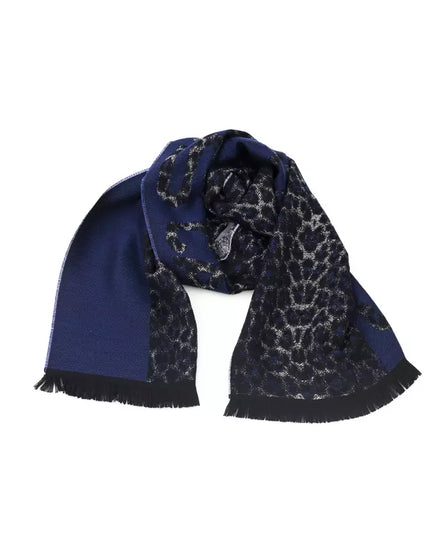 Cavalli Class Blue Wool Men Scarf