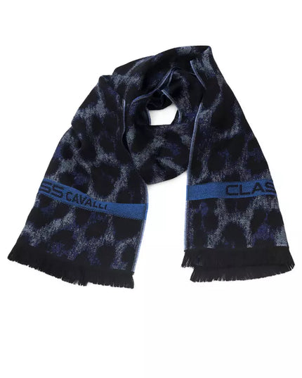 Cavalli Class Blue Wool Men Scarf