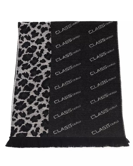 Cavalli Class Black Wool Men Scarf