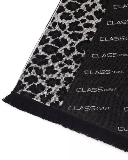 Cavalli Class Black Wool Men Scarf
