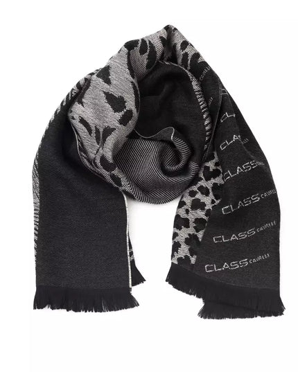 Cavalli Class Black Wool Men Scarf