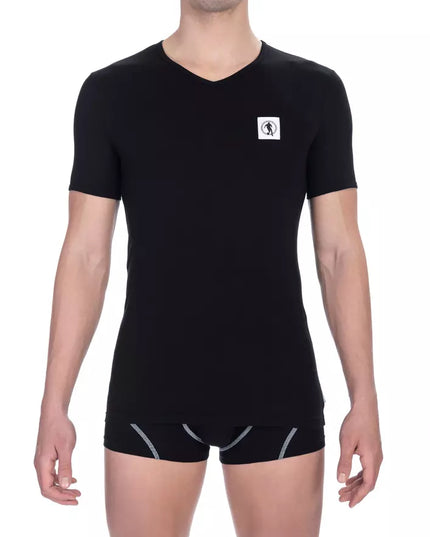 Bikkembergs Black Cotton Men's V-Neck T-Shirt