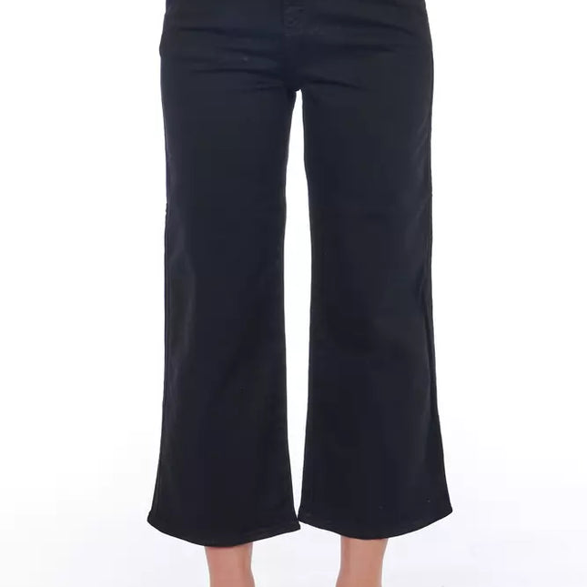 Frankie Morello Black Cotton Women Cropped Trouser