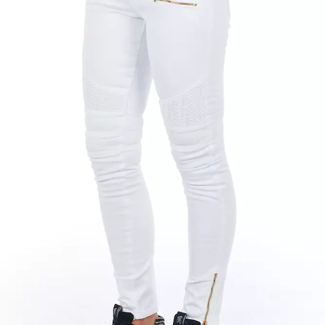 Frankie Morello White Cotton Women Jeans