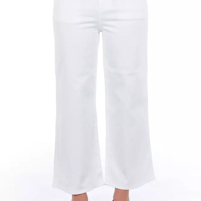 Frankie Morello White Cotton Women Cropped Trouser