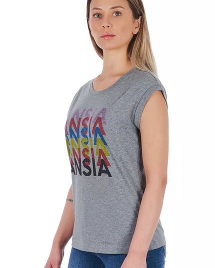 Frankie Morello Gray Cotton Women T-Shirt