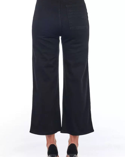 Frankie Morello Black Cotton Women Cropped Trouser