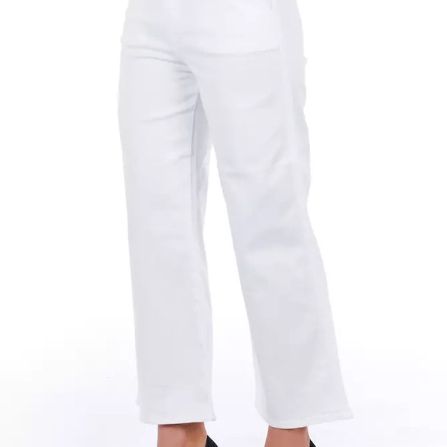 Frankie Morello White Cotton Women Cropped Trouser