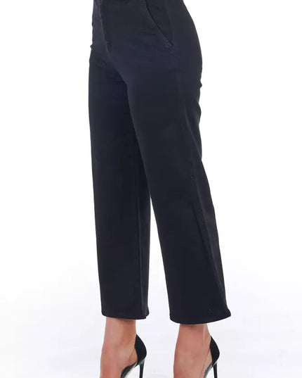Frankie Morello Black Cotton Women Cropped Trouser