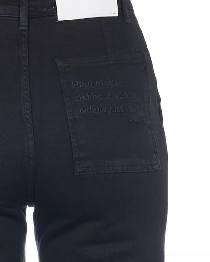 Frankie Morello Black Cotton Women Cropped Trouser