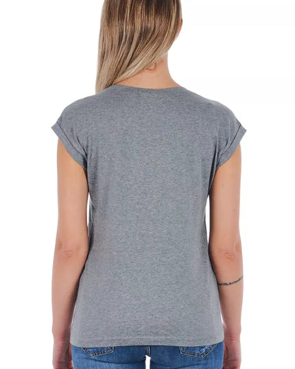 Frankie Morello Gray Cotton Women T-Shirt