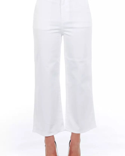 Frankie Morello White Cotton Women Cropped Trouser