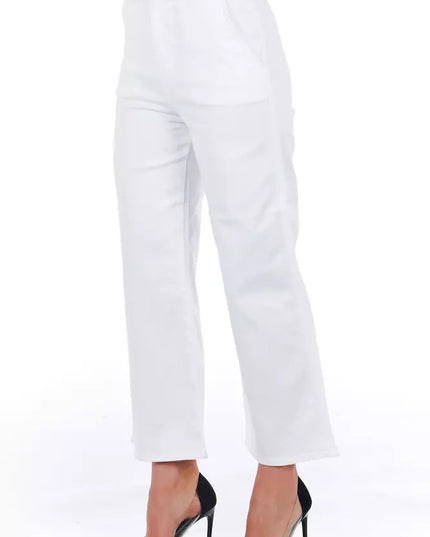 Frankie Morello White Cotton Women Cropped Trouser