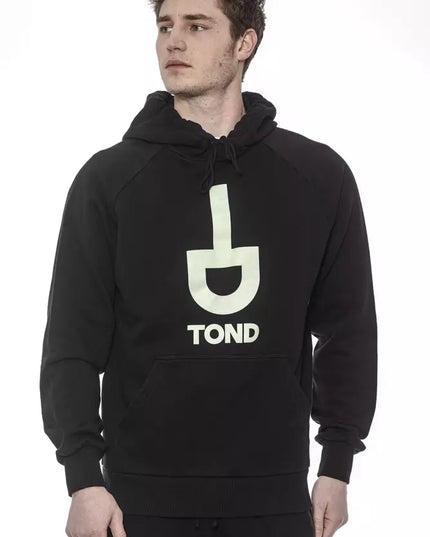 Tond Black Cotton Men Sweater with Hood