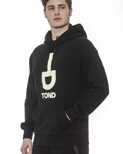 Tond Black Cotton Men Sweater with Hood