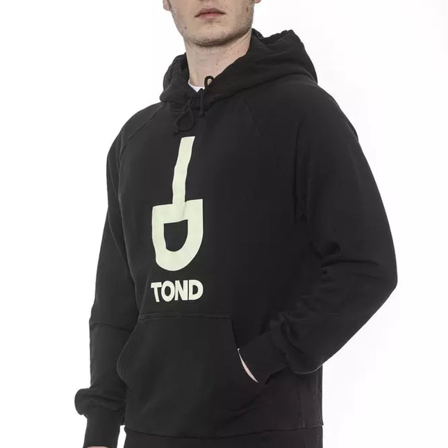 Tond Black Cotton Men Sweater with Hood