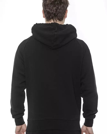 Tond Black Cotton Men Sweater with Hood