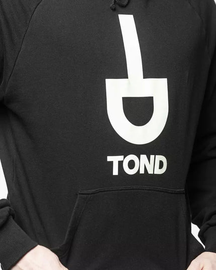 Tond Black Cotton Men Sweater with Hood