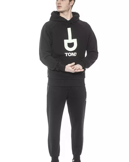 Tond Black Cotton Men Sweater with Hood