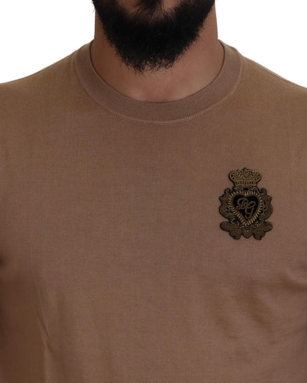 Dolce & Gabbana Beige Cashmere Crown Logo Pullover Sweater