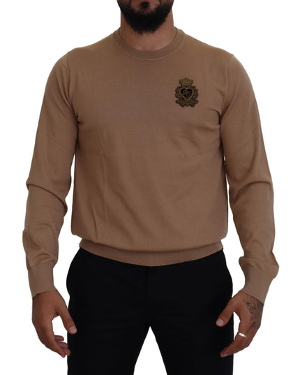 Dolce & Gabbana Beige Cashmere Crown Logo Pullover Sweater