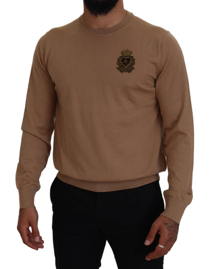 Dolce & Gabbana Beige Cashmere Crown Logo Pullover Sweater
