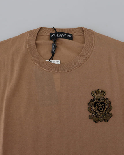 Dolce & Gabbana Beige Cashmere Crown Logo Pullover Sweater