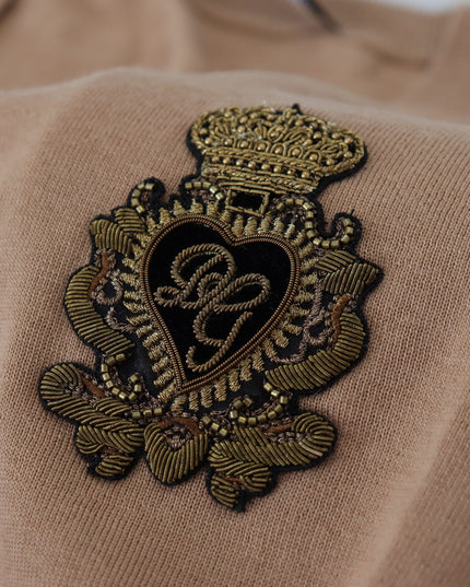 Dolce & Gabbana Beige Cashmere Crown Logo Pullover Sweater