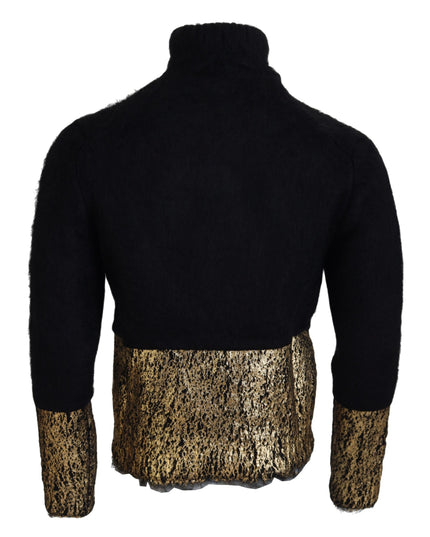 Dolce & Gabbana Black Gold Turtleneck Mohair Pullover Mens Sweater