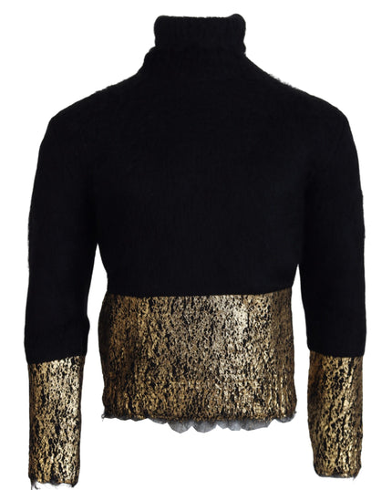 Dolce & Gabbana Black Gold Turtleneck Mohair Pullover Mens Sweater